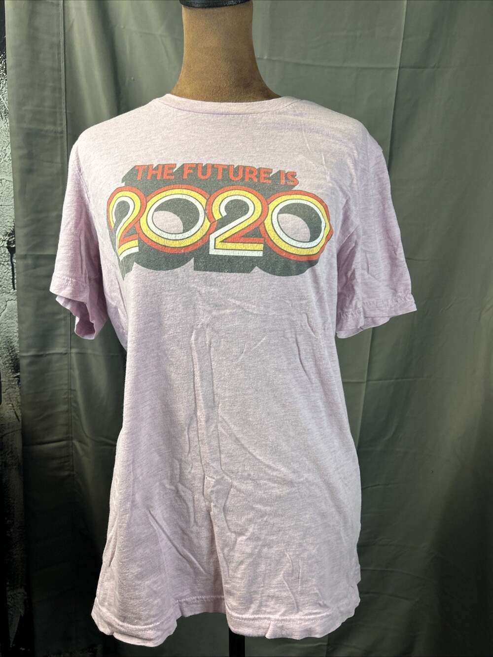 Retro The Future Is 2020 Graphic T Shirt Pink Size M